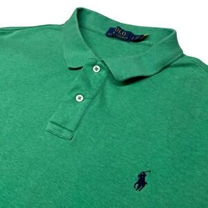 Polo Ralph Lauren Polo Shirt Men Large Green Heathered Short Sleeve Pony Logo